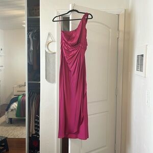 One shoulder satin knotted midi dress Abercrombie